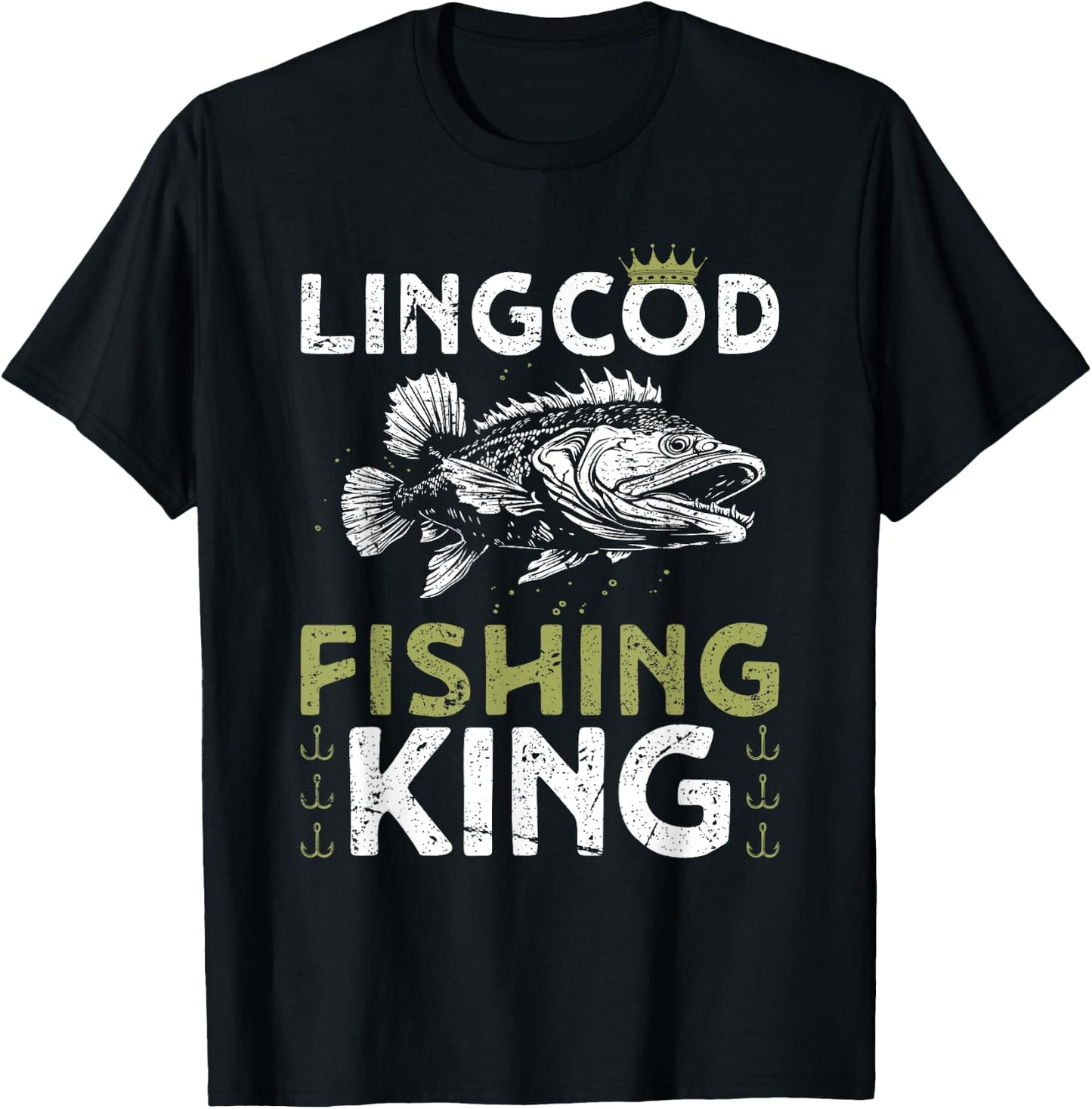 Lingcod Fishing King T-Shirt - T-Shirt | Black