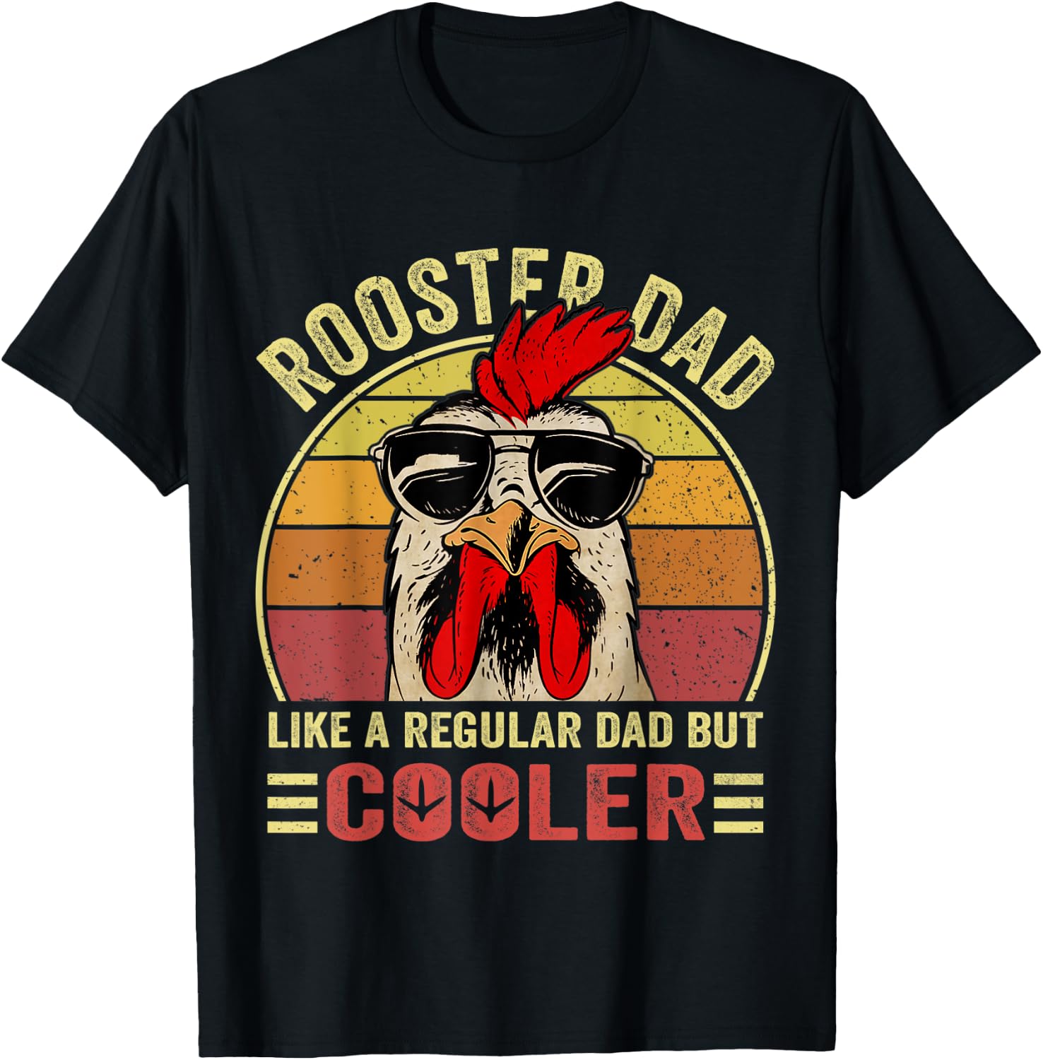 Retro Rooster Dad, Chicken Dad, Rooster Father T-Shirt - T-Shirt | Black