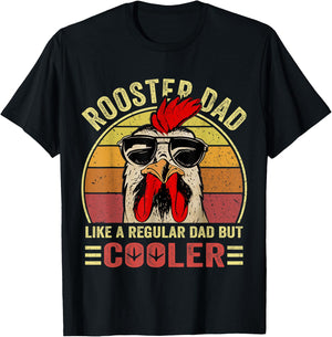 Retro Rooster Dad, Chicken Dad, Rooster Father T-Shirt - T-Shirt | Black