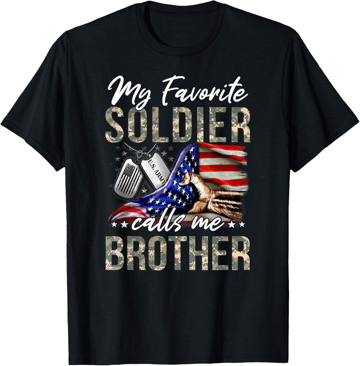 My Favorite Soldier Calls Me Brother Army Graduation Brother T-Shirt - T-Shirt | Black