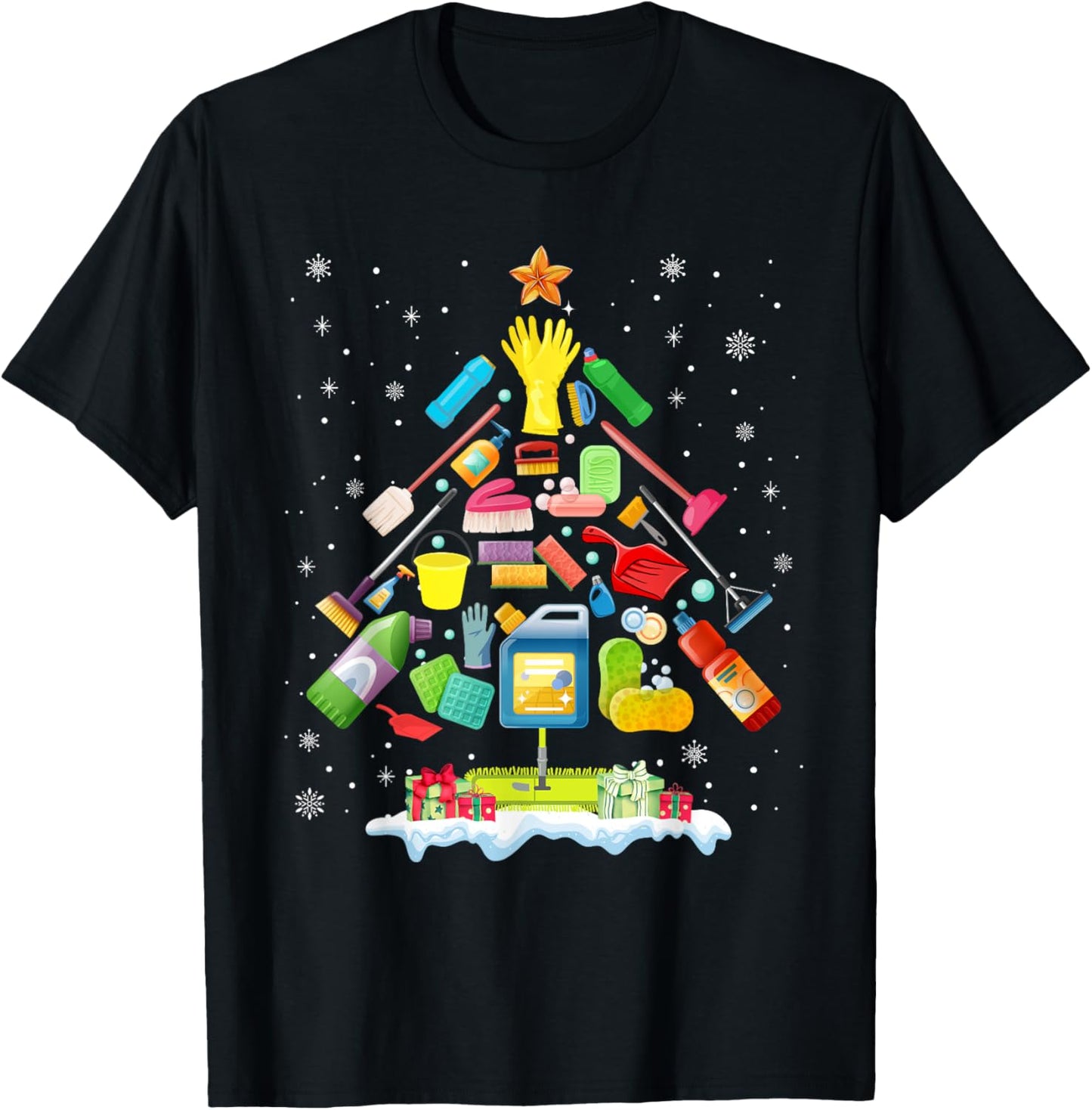 School Custodian Christmas Tree Xmas Funny Custodian Life T-Shirt - T-Shirt | Black