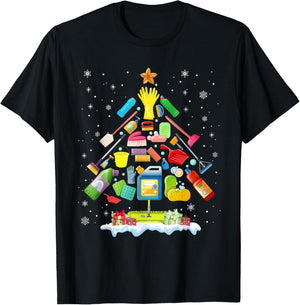 School Custodian Christmas Tree Xmas Funny Custodian Life T-Shirt - T-Shirt | Black