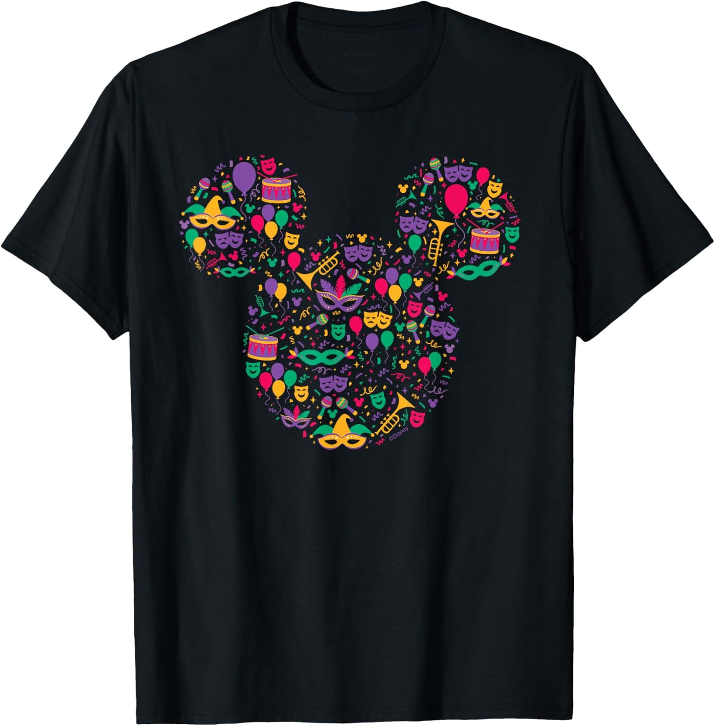 Disney Mickey Mouse Mardi Gras Carnival Holiday Icon T-Shirt - T-Shirt | Black
