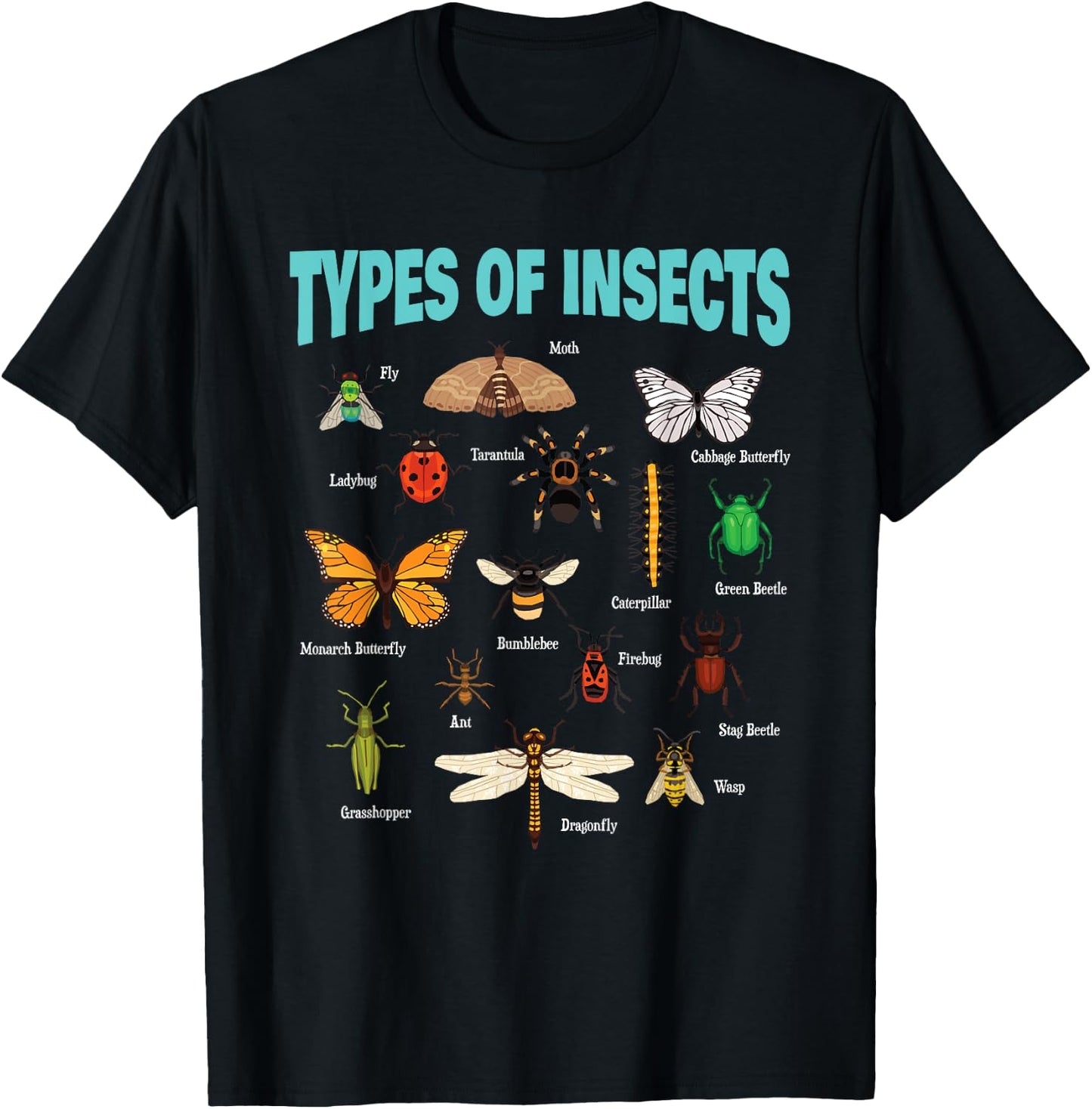 Insects Of The World Bug Lover Expert Entomologist Bugs Fan T-Shirt - T-Shirt | Black