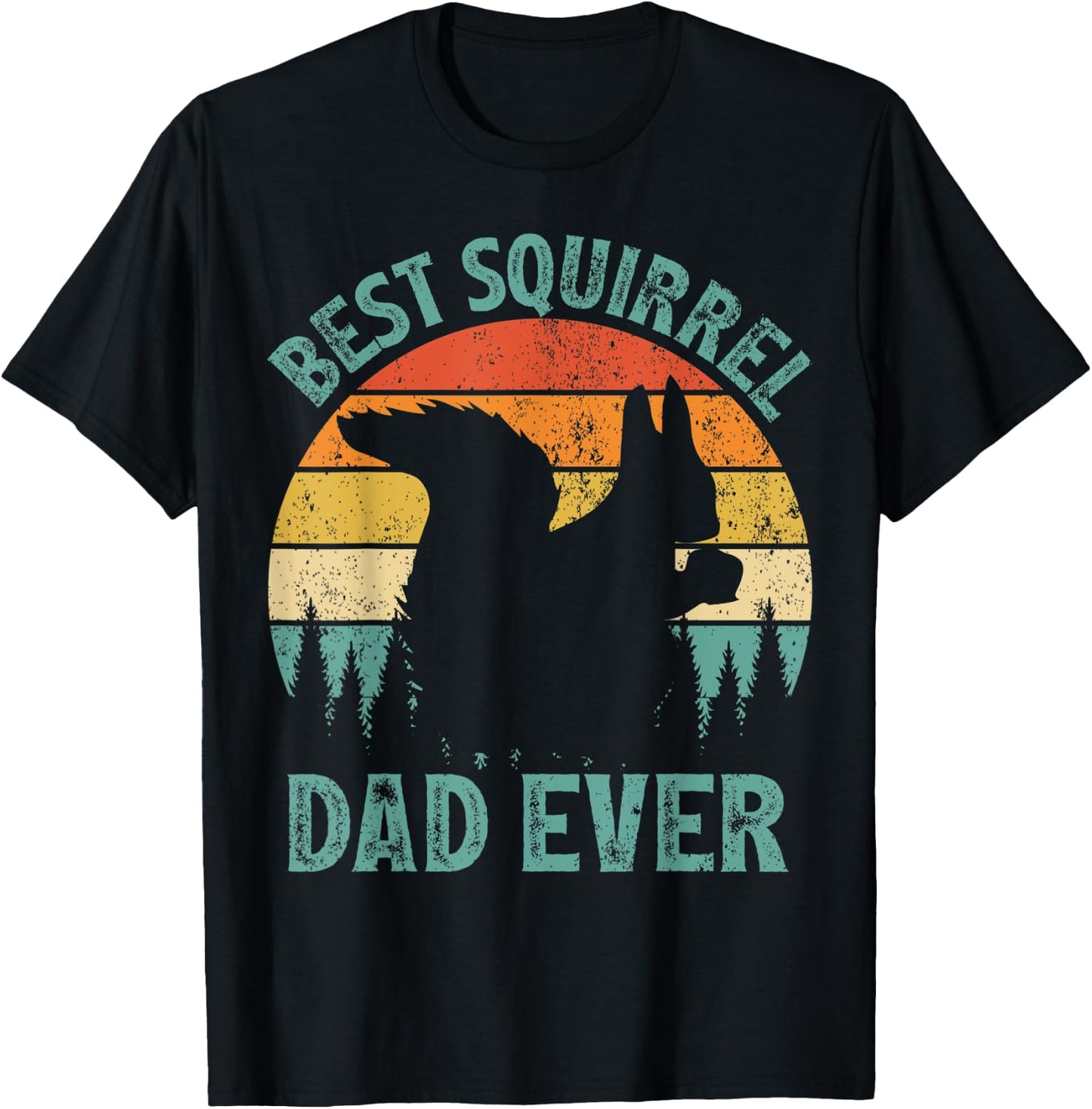 Funny Squirrel Vintage Best Squirrel Dad Ever Father's Day T-Shirt - T-Shirt | Black