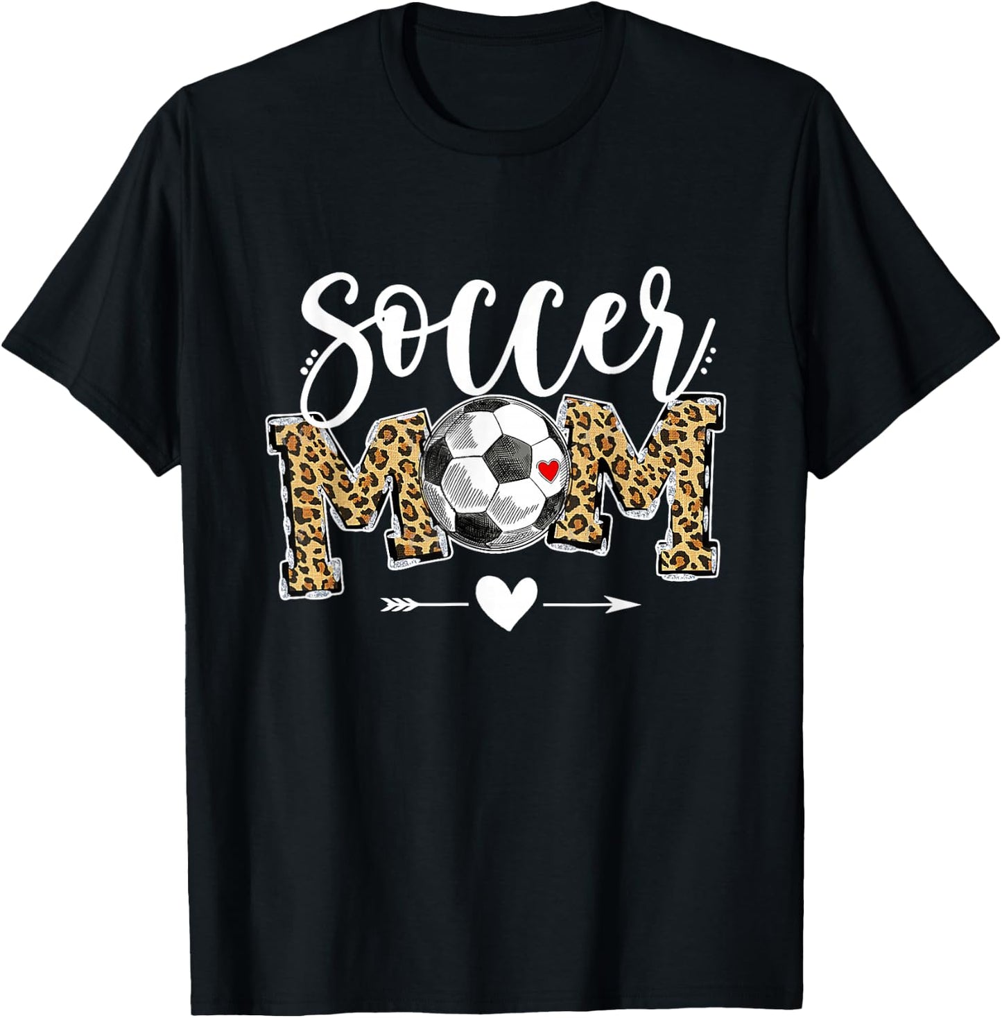 Soccer Mom Leopard Funny Soccer Mom Shirt Mother's Day T-Shirt - T-Shirt | Black