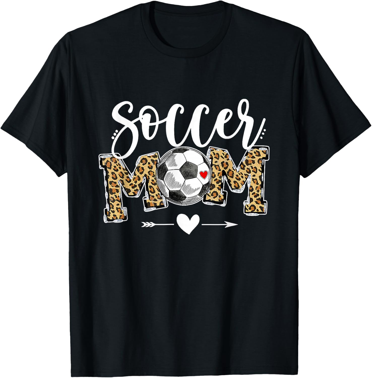 Soccer Mom Leopard Funny Soccer Mom Shirt Mother's Day T-Shirt - T-Shirt | Black
