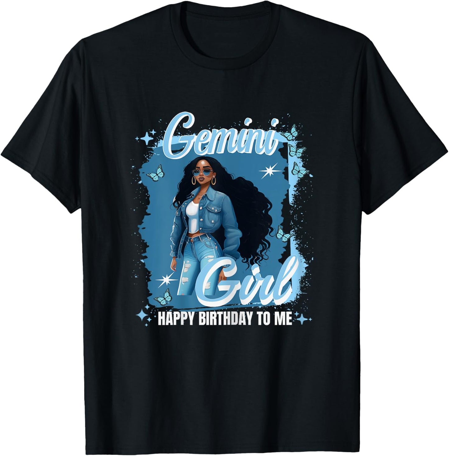 Gemini Girl Melanin Queen May Woman June Queen Birthday T-Shirt - T-Shirt | Black