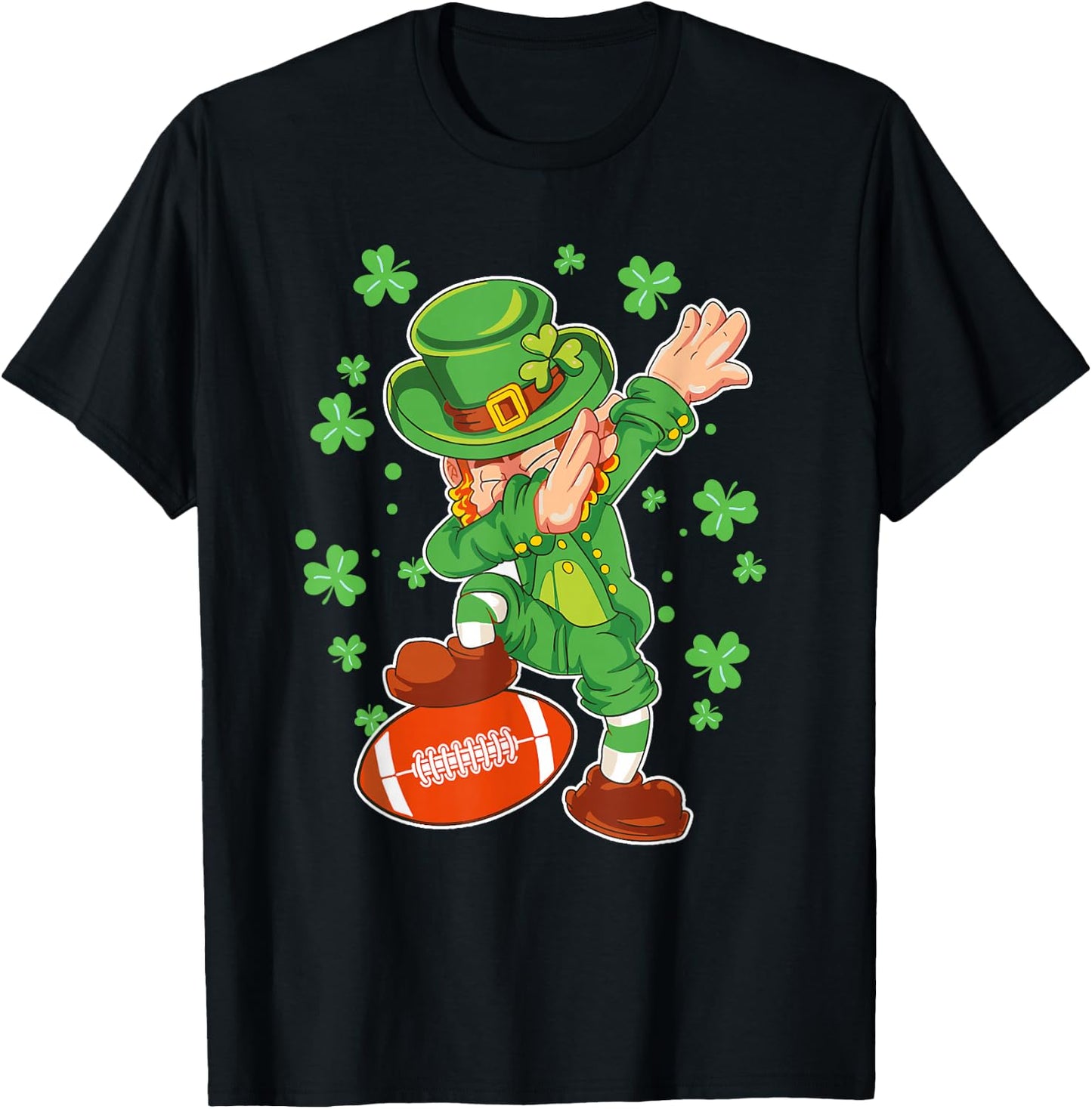 St Patricks Day Boys Men Kids Football Dabbing Leprechaun T-Shirt - T-Shirt | Black