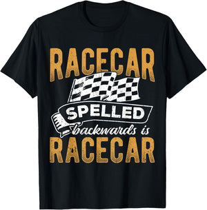 Racecar spelled backward is racecar - drag racing show T-Shirt - T-Shirt | Black