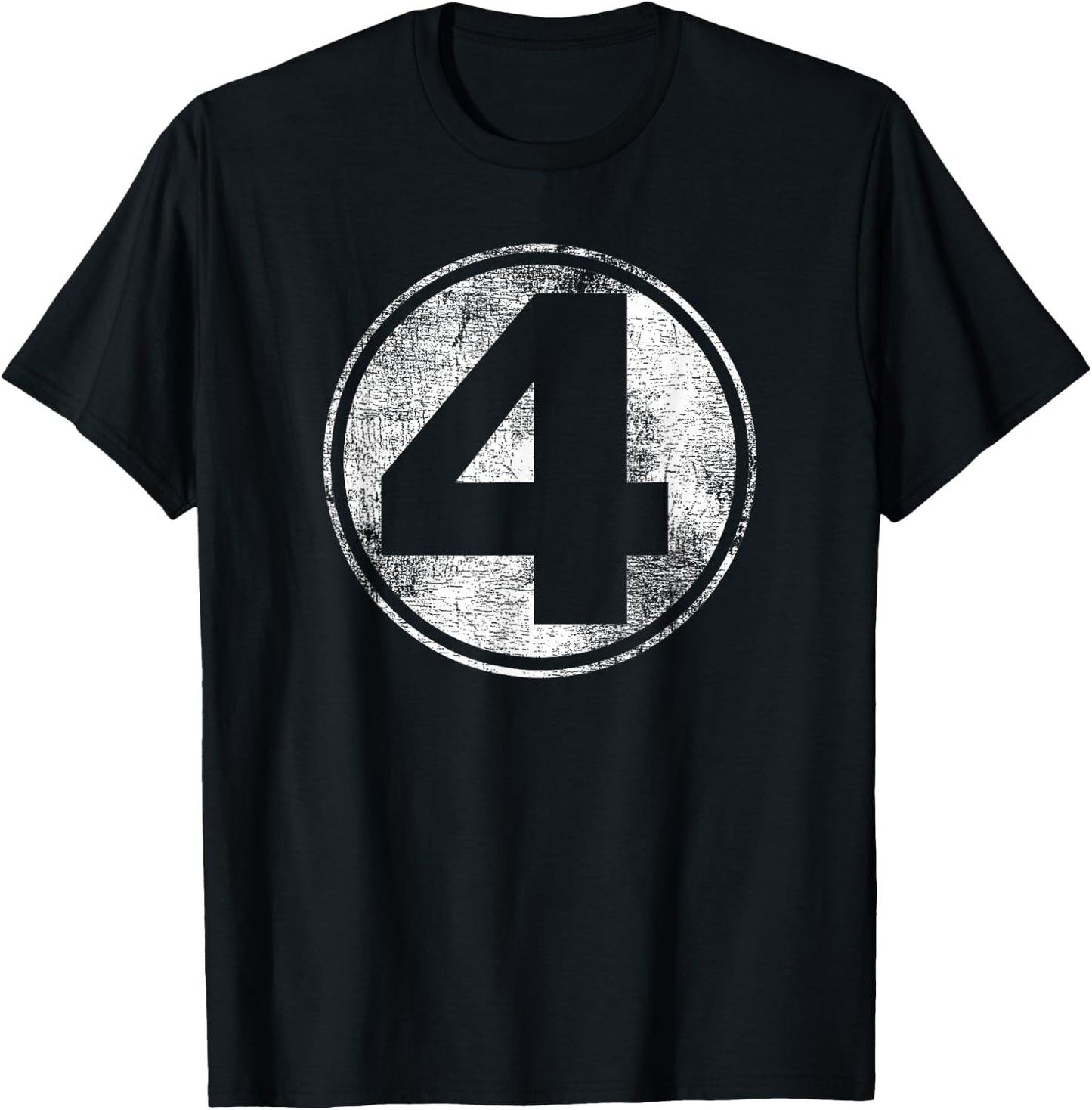 Marvel Fantastic Four Classic Number 4 Distressed Logo T-Shirt - T-Shirt | Black