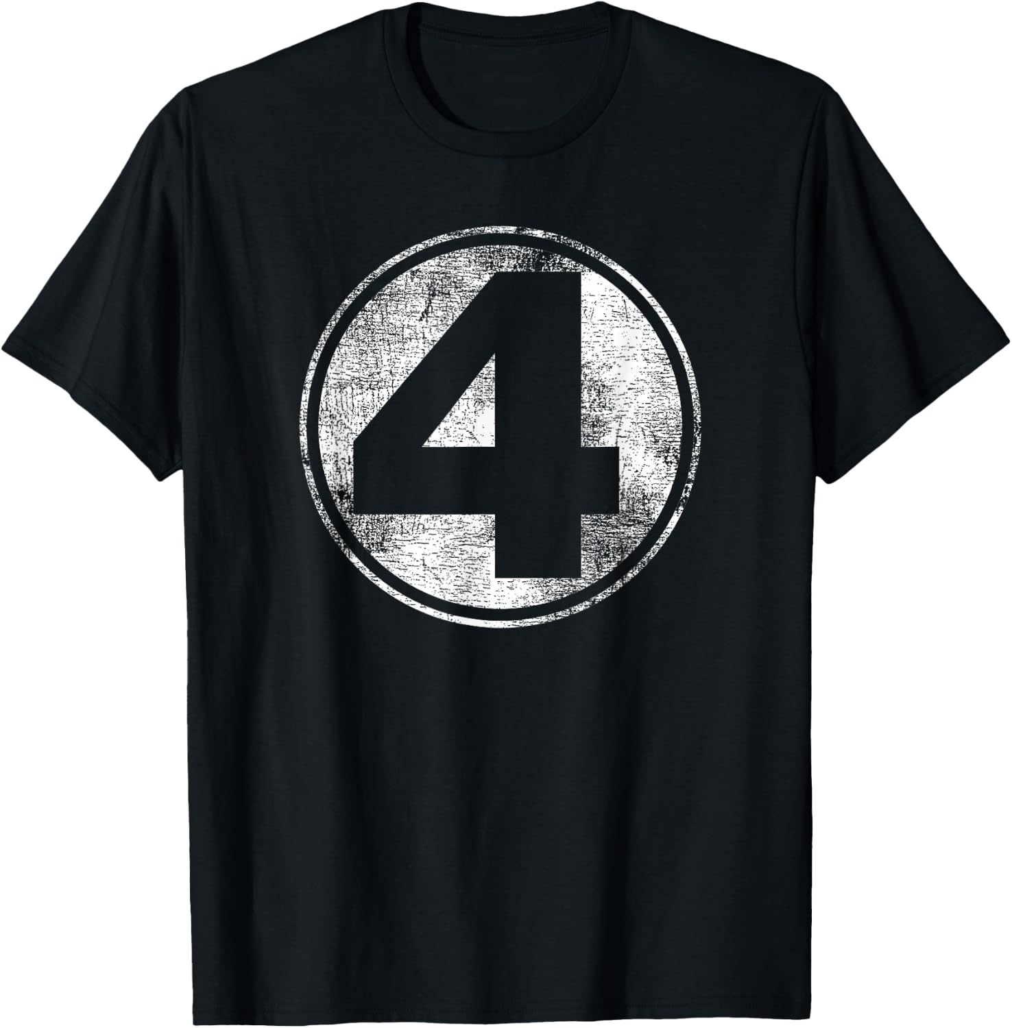 Marvel Fantastic Four Classic Number 4 Distressed Logo T-Shirt - T-Shirt | Black