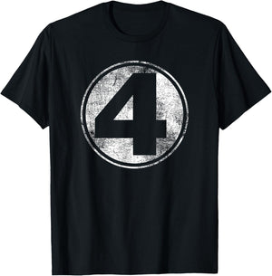 Marvel Fantastic Four Classic Number 4 Distressed Logo T-Shirt - T-Shirt | Black