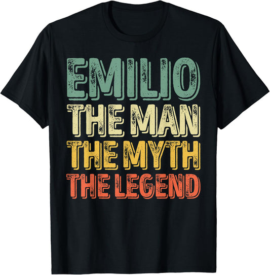 Emilio The Man The Myth The Legend Shirt First Name Emilio T-Shirt - T-Shirt | Black