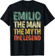 Emilio The Man The Myth The Legend Shirt First Name Emilio T-Shirt - T-Shirt | Black