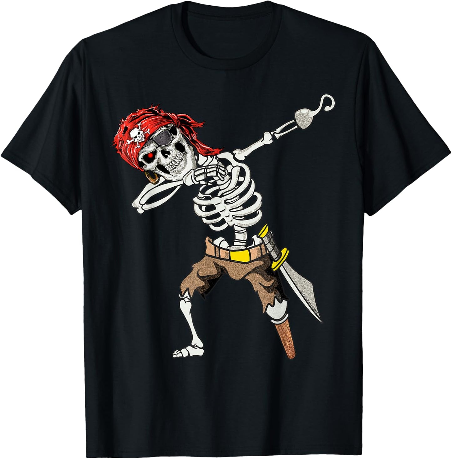 Dabbing Skeleton Pirate Halloween Kids Jolly Roger Pirate T-Shirt - T-Shirt | Black