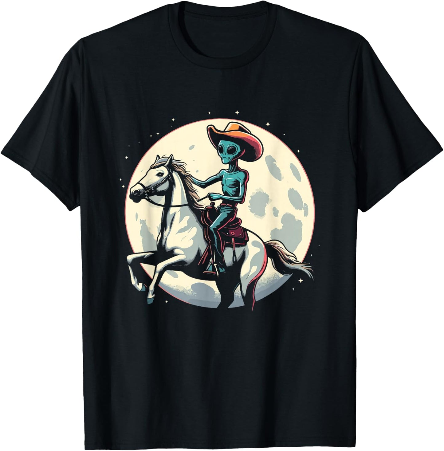 Alien Cowboy On A Horse - Vintage Alien UFO Conspiracy Lover T-Shirt - T-Shirt | Black