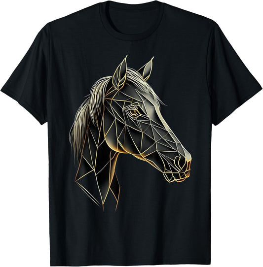 Horse Animal Geometric Polygon Artwork Horse T-Shirt - T-Shirt | Black