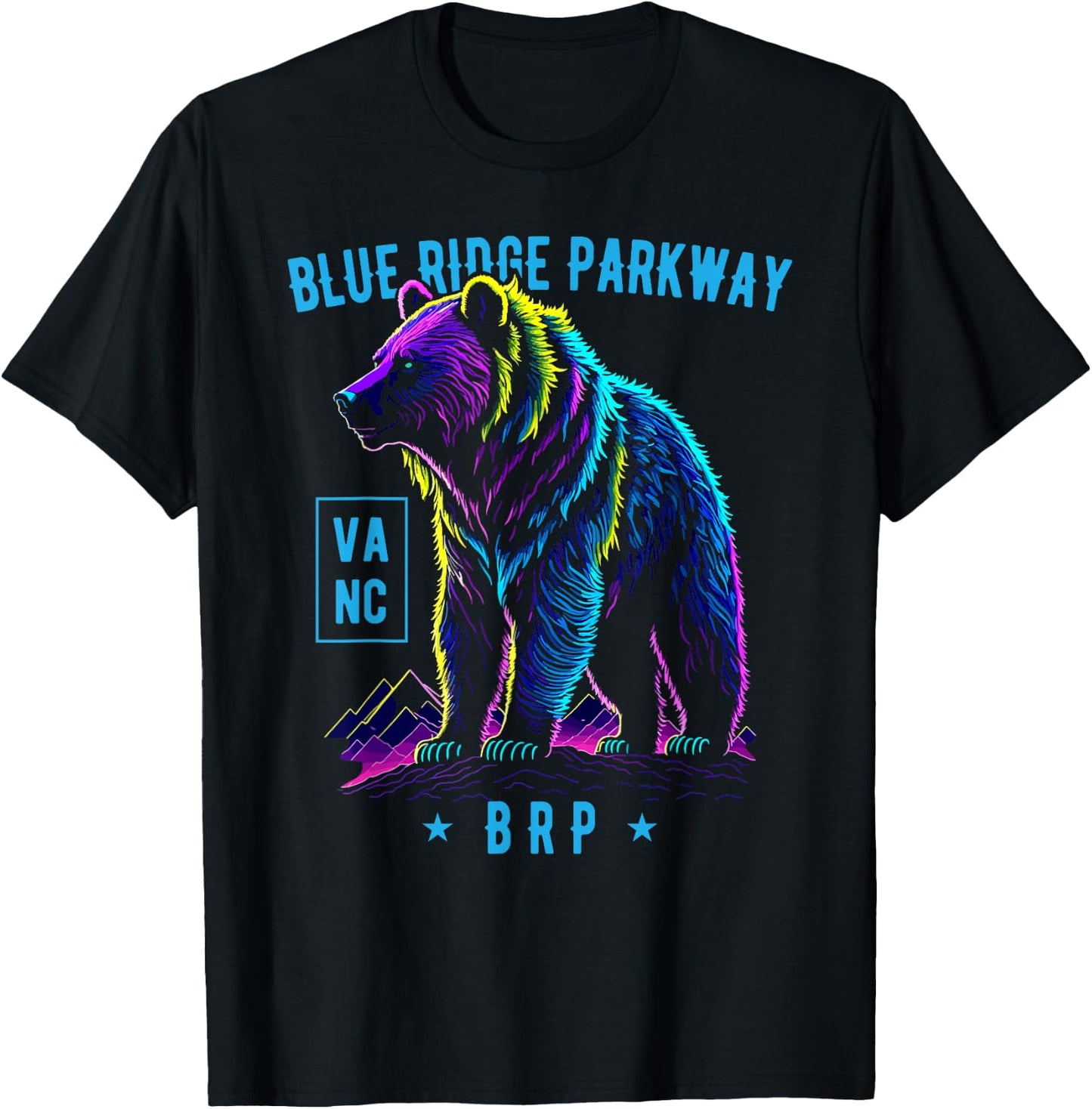 Blue Ridge Parkway NC VA BRP Bear Design T-Shirt - T-Shirt | Black