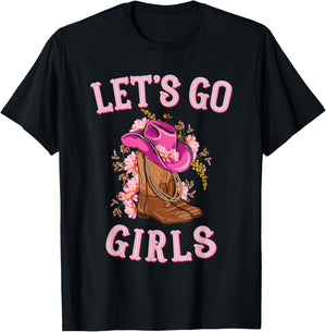 Cute Western Cowgirls Country Western Rodeo Let's Go Girls T-Shirt - T-Shirt | Black