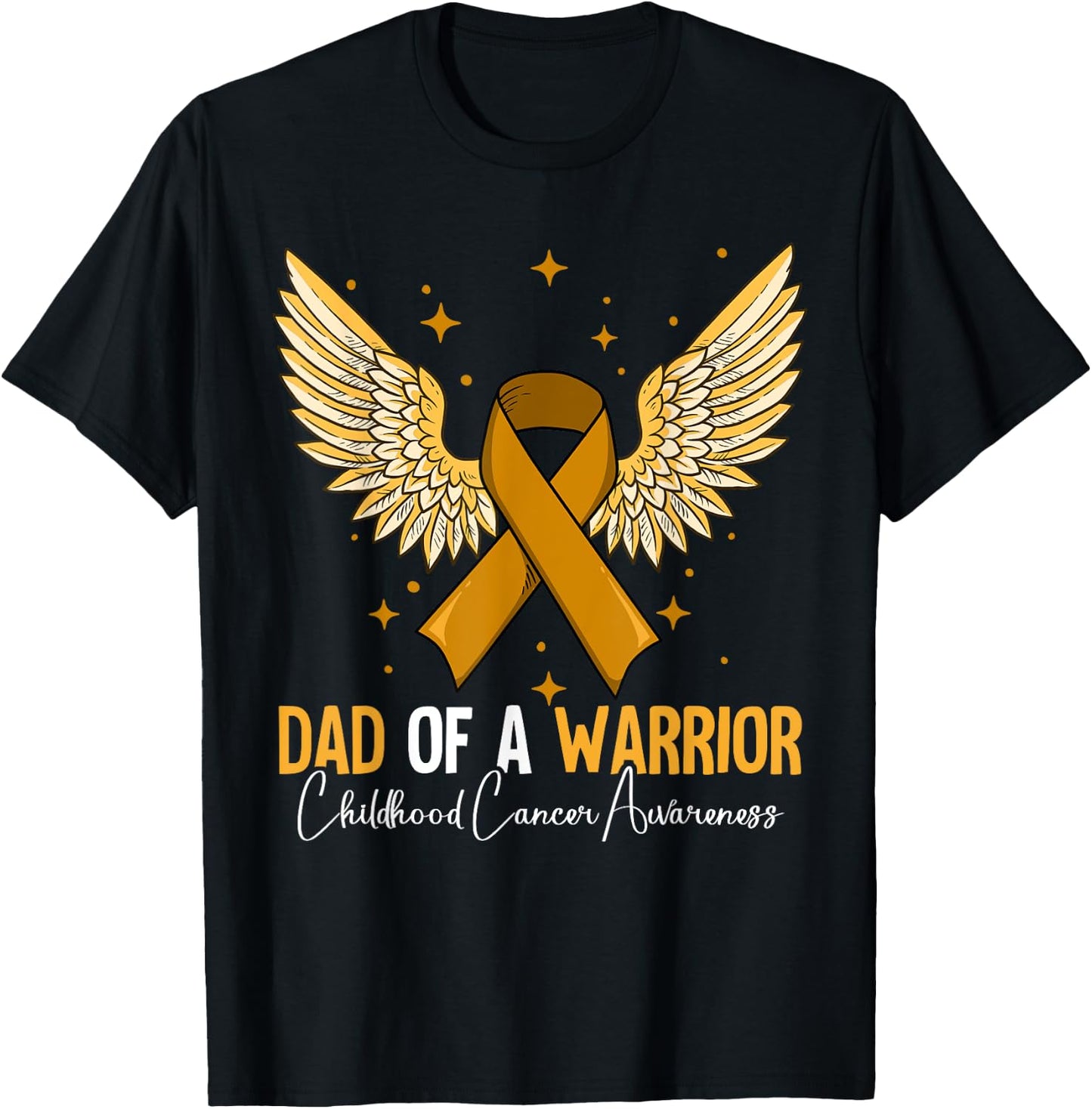 Dad Of A Warrior Childhood Cancer Awareness T-Shirt - T-Shirt | Black