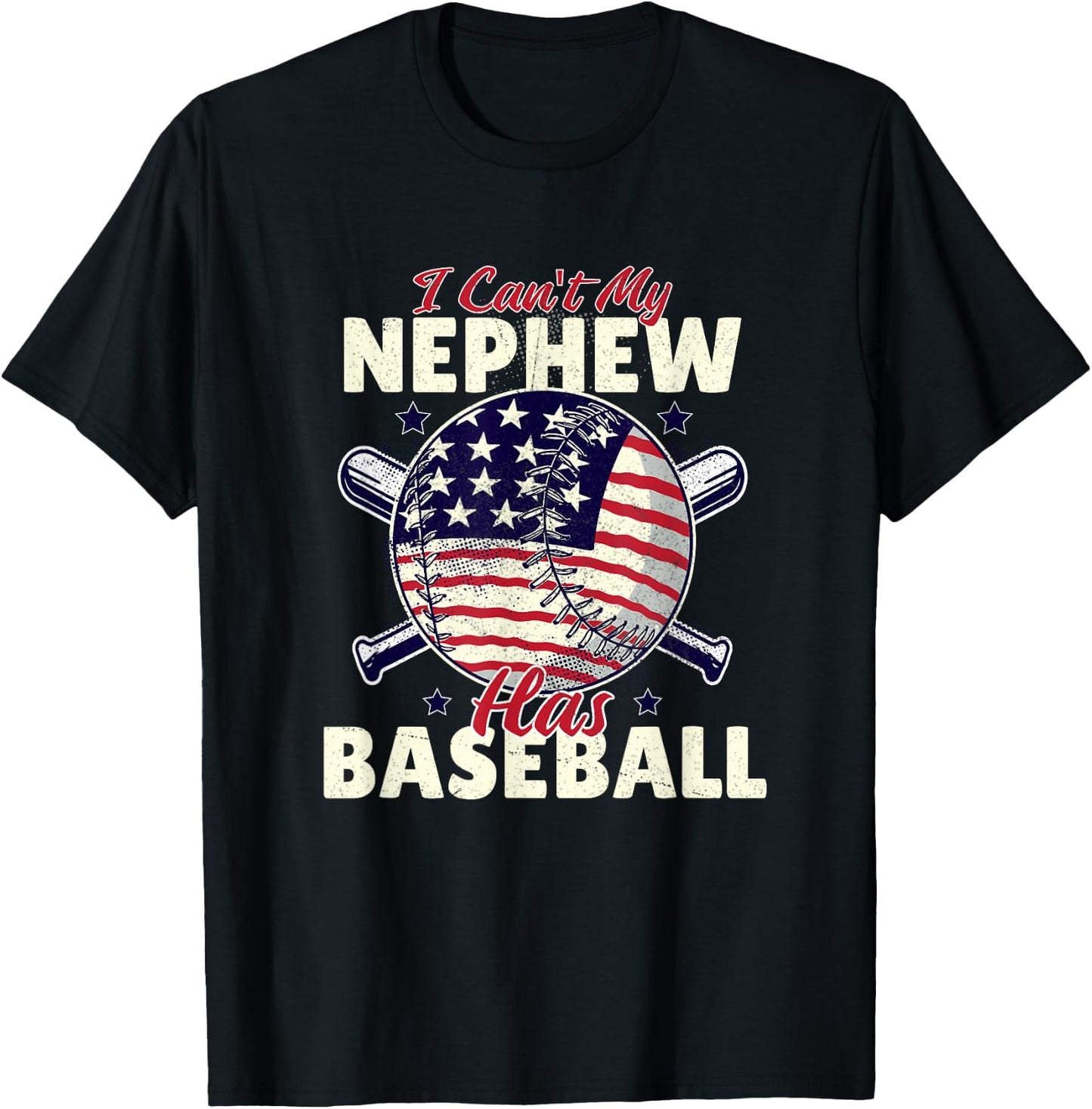I Can’t My Nephew Has Baseball Game Family Matching T-Shirt - T-Shirt | Black