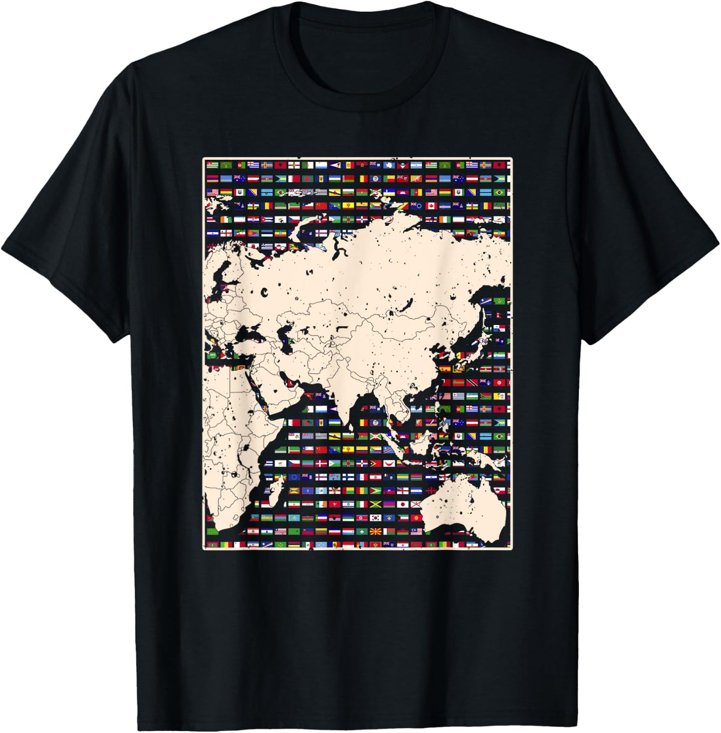 Country Flag Travelling World Map World Flags T-Shirt - T-Shirt | Black