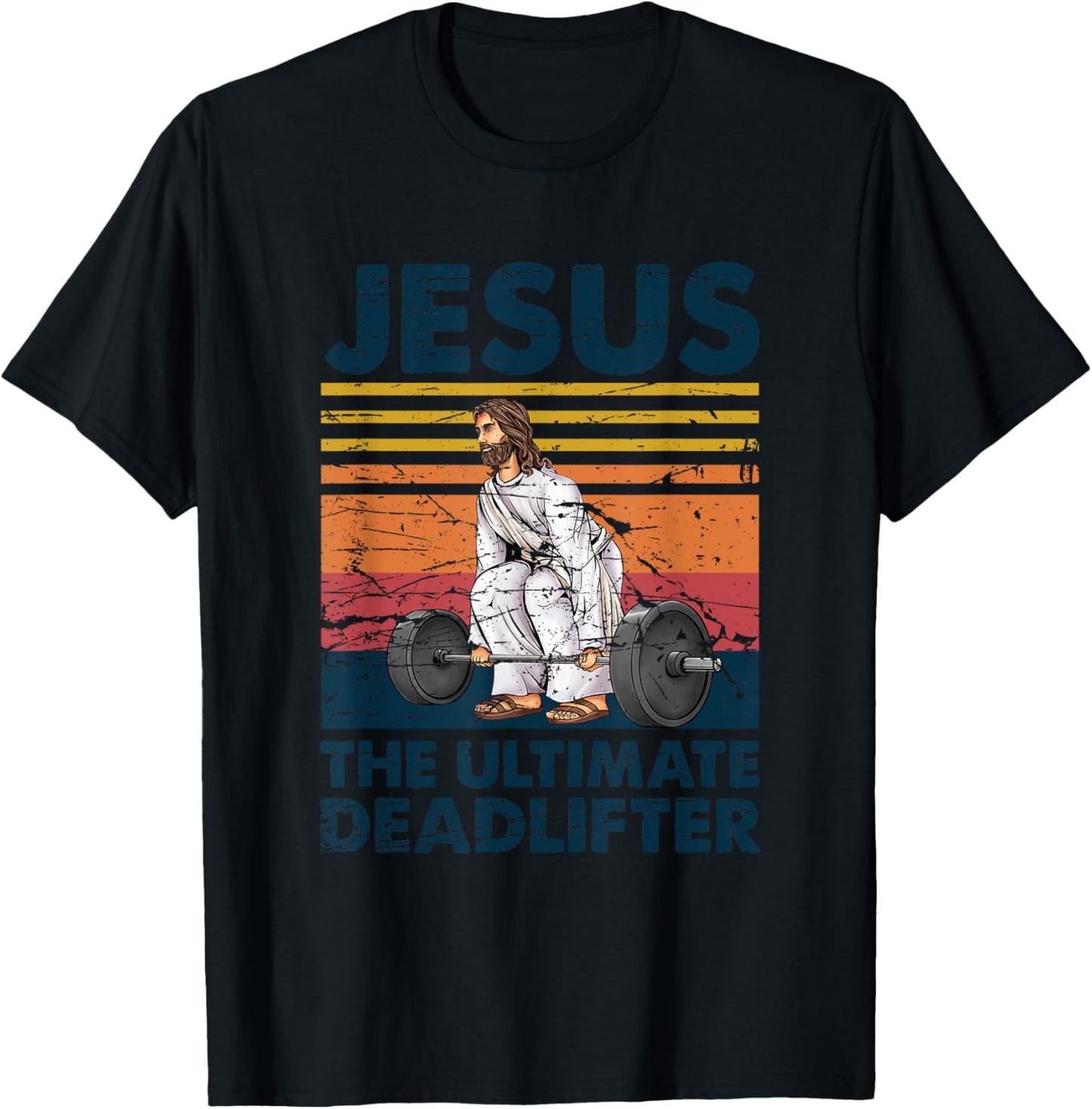 Funny Christian Gym Vintage Jesus The Ultimate Deadlifter T-Shirt - T-Shirt | Black