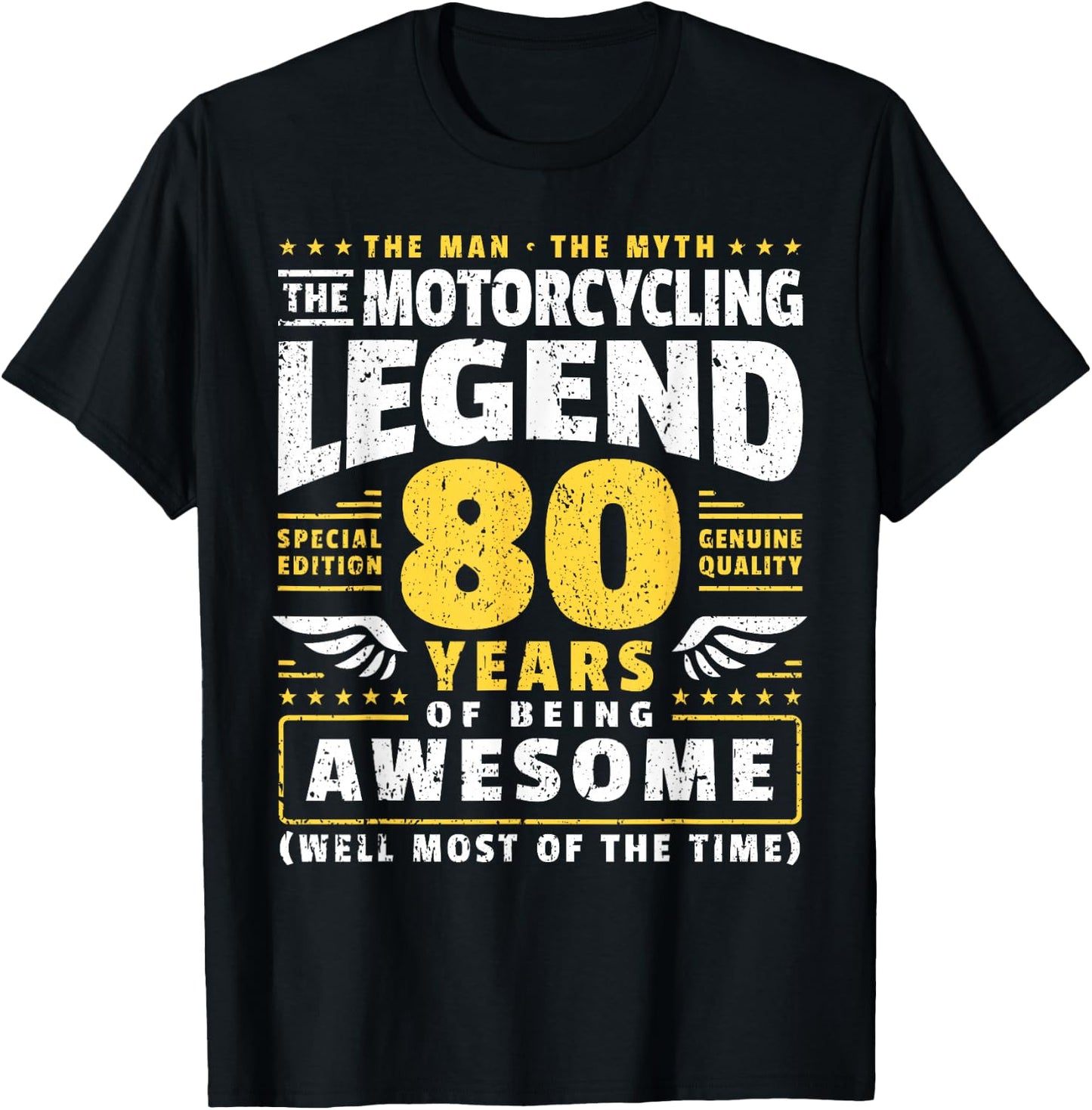 80th Birthday Biker 80 Years Old Motorcyclist T-Shirt - T-Shirt | Black