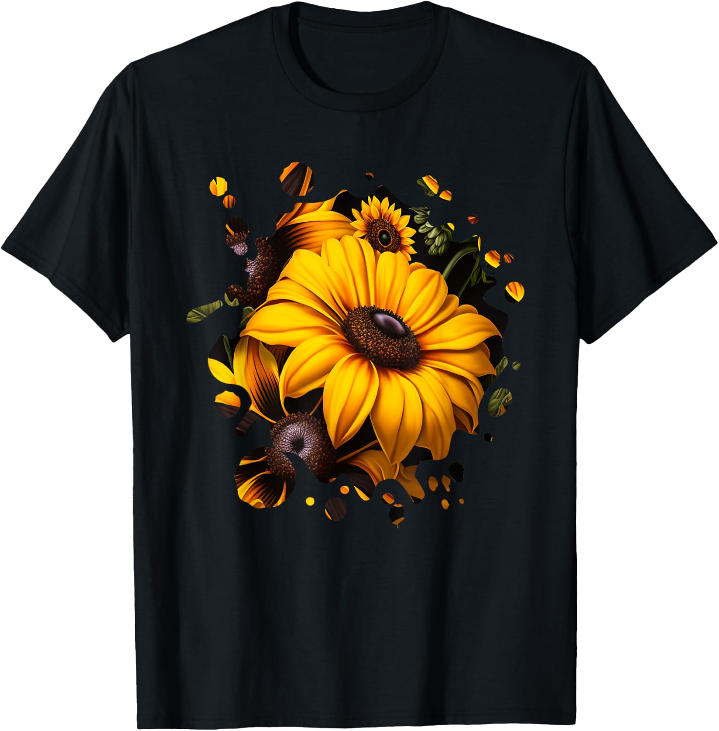 Vintage Black-eyed Susan Inspired Flower Plant gardening T-Shirt - T-Shirt | Black