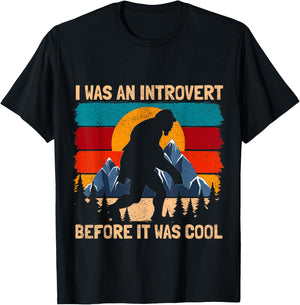 Funny Bigfoot Sasquatch Vintage Retro Sunset Introvert T-Shirt - T-Shirt | Black