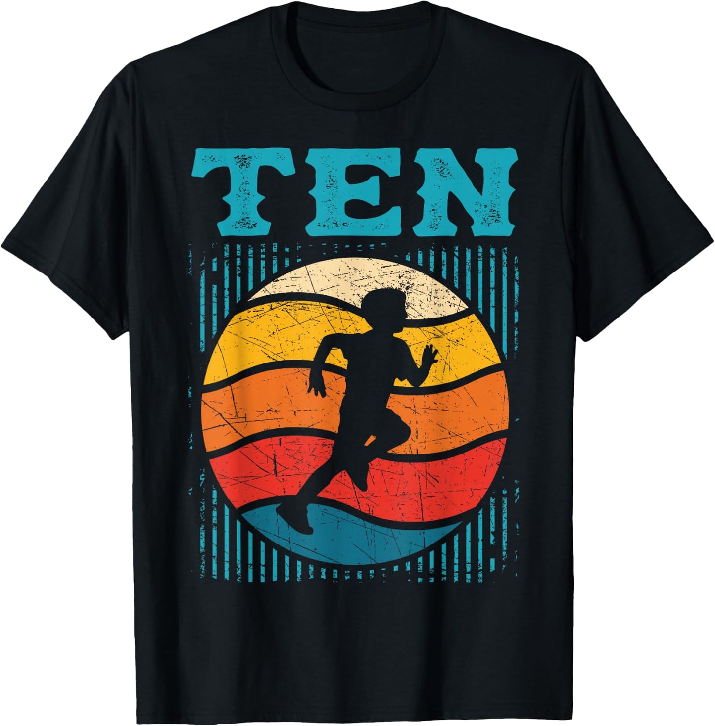 10th Birthday Retro Runner Jogging 10 Year Old Boys Kids T-Shirt - T-Shirt | Black