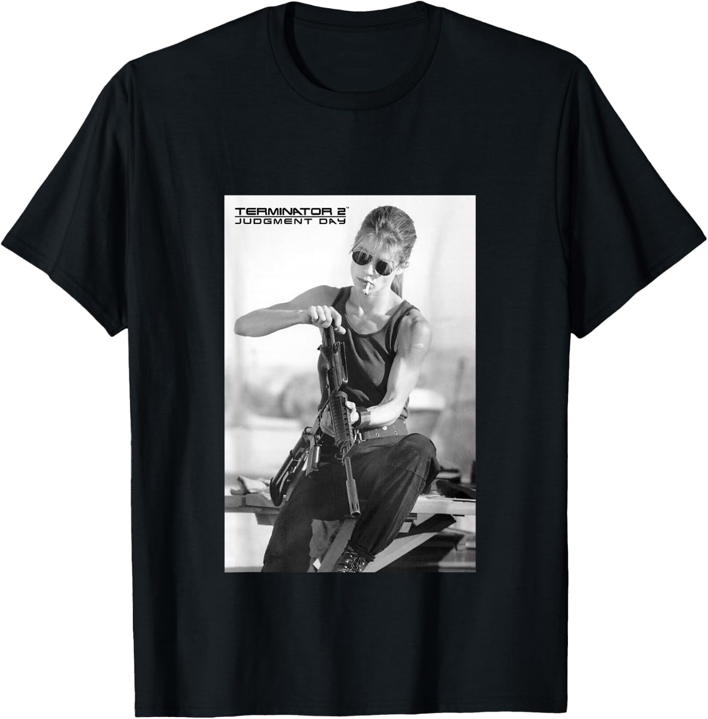 Terminator 2 Sarah Connor Rifle Reload T-Shirt - T-Shirt | Black