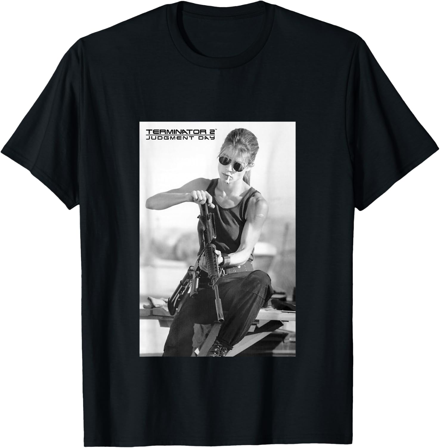 Terminator 2 Sarah Connor Rifle Reload T-Shirt - T-Shirt | Black