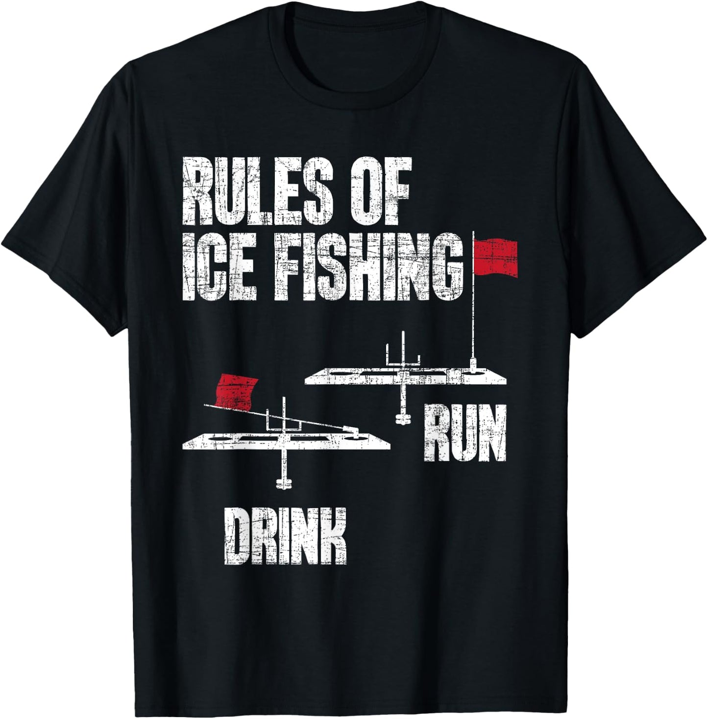 Rules Of Ice Fishing - Ice Fisher Fisherman Fishing T-Shirt - T-Shirt | Black