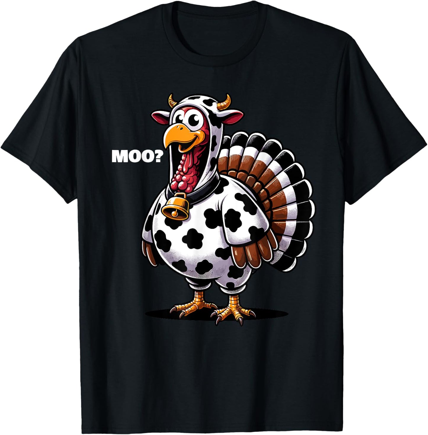 Turkey Moo Funny Thanksgiving T-Shirt - T-Shirt | Black