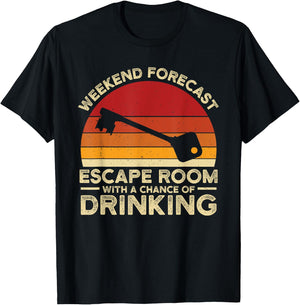 Weekend Forecast Escape Rooms Funny Mystery Vintage T-Shirt - T-Shirt | Black