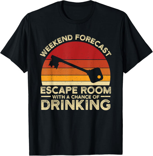 Weekend Forecast Escape Rooms Funny Mystery Vintage T-Shirt - T-Shirt | Black