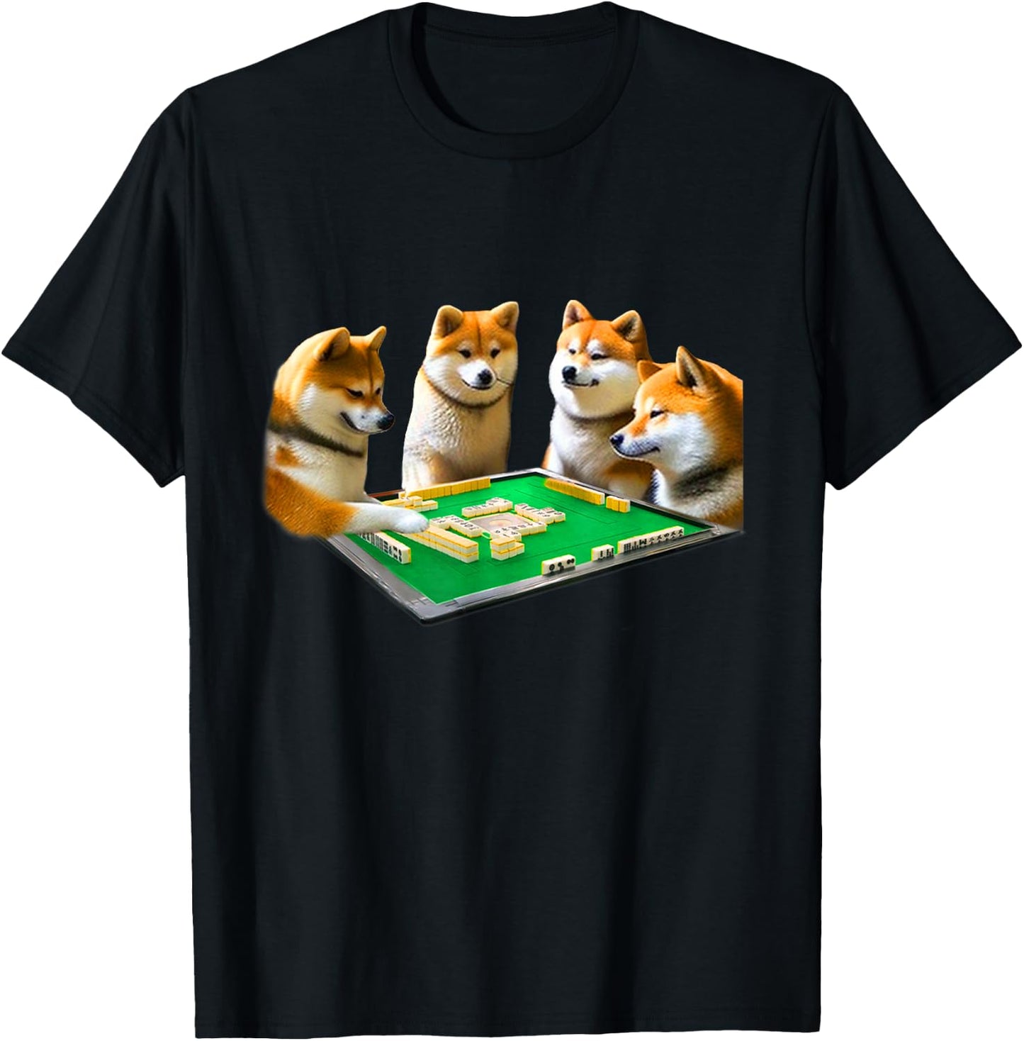 Shiba Inu, Dog, Mahjong, Funny , Dog, Lettered, Men's, Funny, Clothes, Funny Goods, Present, Neta, Jakushi T-Shirt - T-Shirt | Black