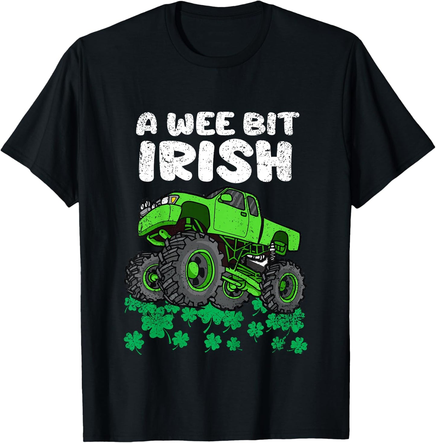 Kids St Patricks Day Boys Kids A Wee Bit Irish Monster Truck T-Shirt - T-Shirt | Black