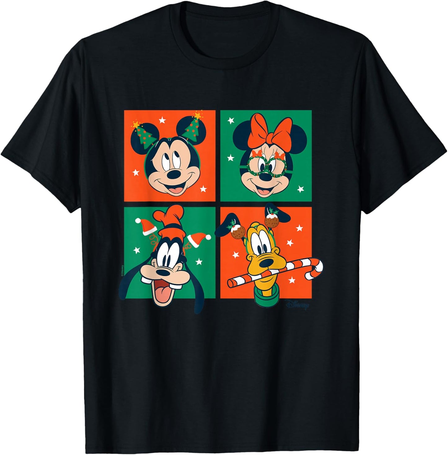 Mickey & Friends - Christmas Grid T-Shirt - T-Shirt | Black