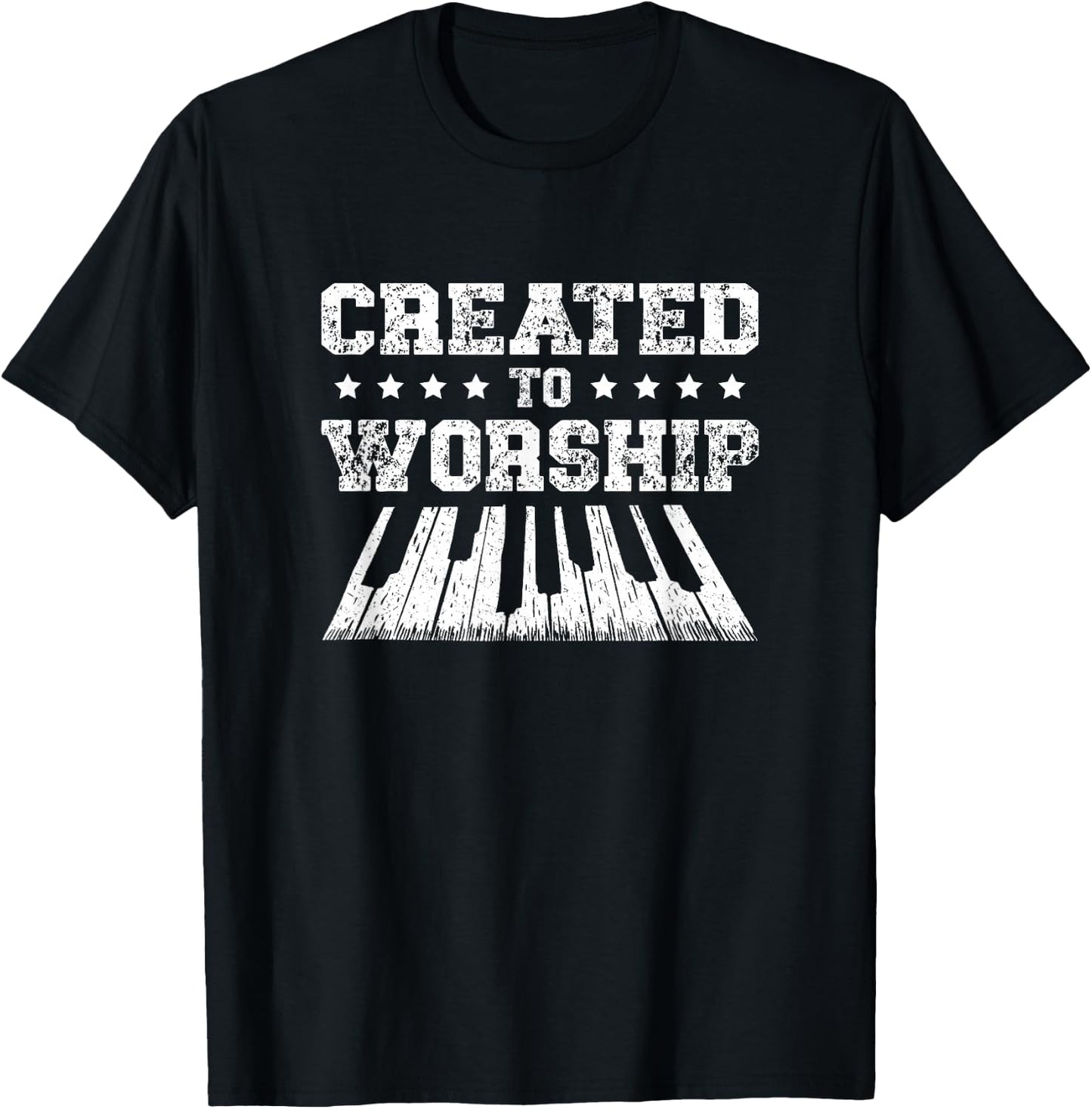 Created To Worship Piano Player Christian Believer T-Shirt - T-Shirt | Black