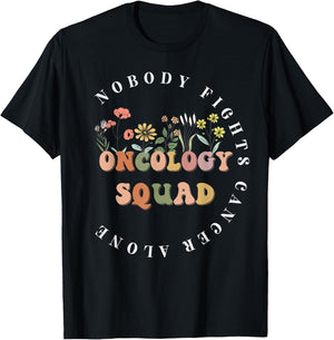 Wildflower Oncology Nurse Squad Retro Pediatric Oncology T-Shirt - T-Shirt | Black