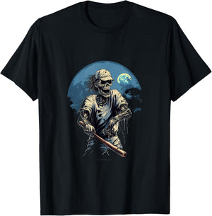Zombie Playing Baseball Halloween Baseball Player T-Shirt - T-Shirt | Black