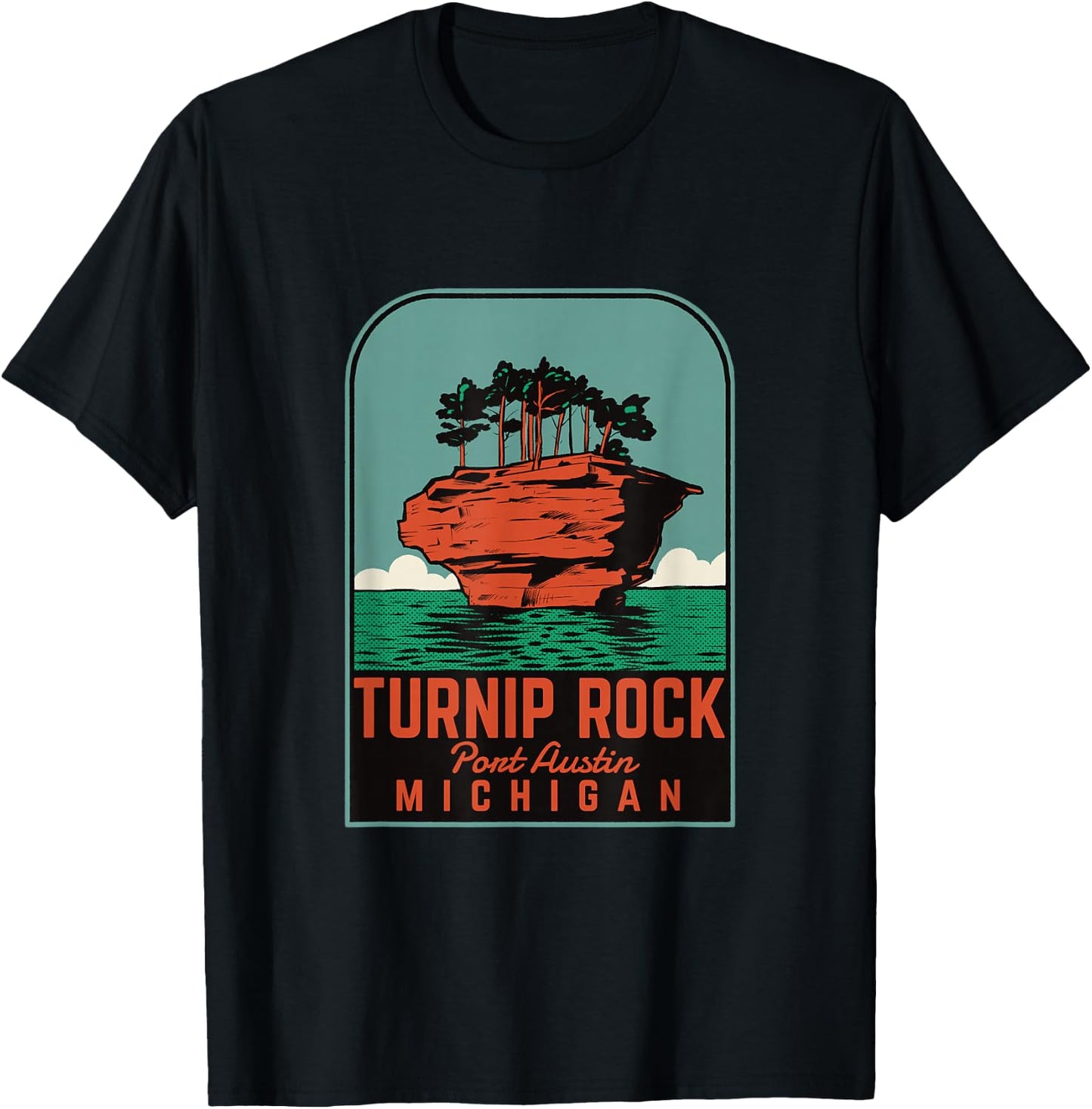 Turnip Rock Michigan Vintage Travel T-Shirt - T-Shirt | Black