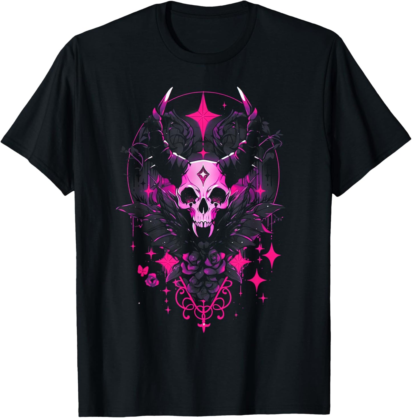 Pastel Goth Creepy Cute Yami Kawaii Spooky Gothic Skull T-Shirt - T-Shirt | Black