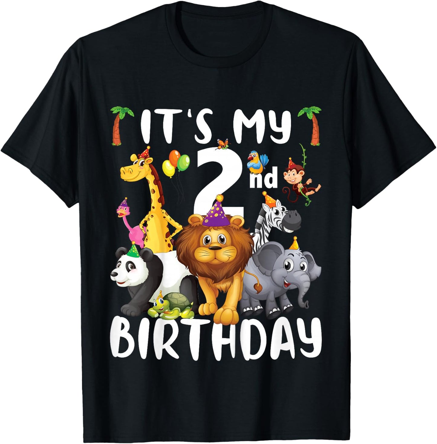 Its My 2nd Birthday Zoo Shirt Safari Jungle Animals Lover T-Shirt - T-Shirt | Black