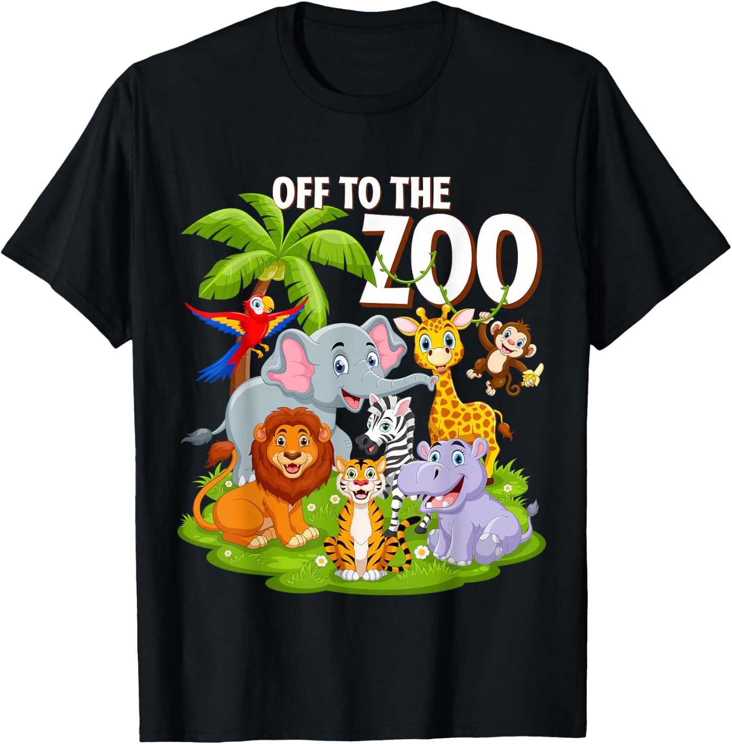 Safari Zoo Birthday Party Wild Zoo Animals Teacher Toddlers T-Shirt - T-Shirt | Black