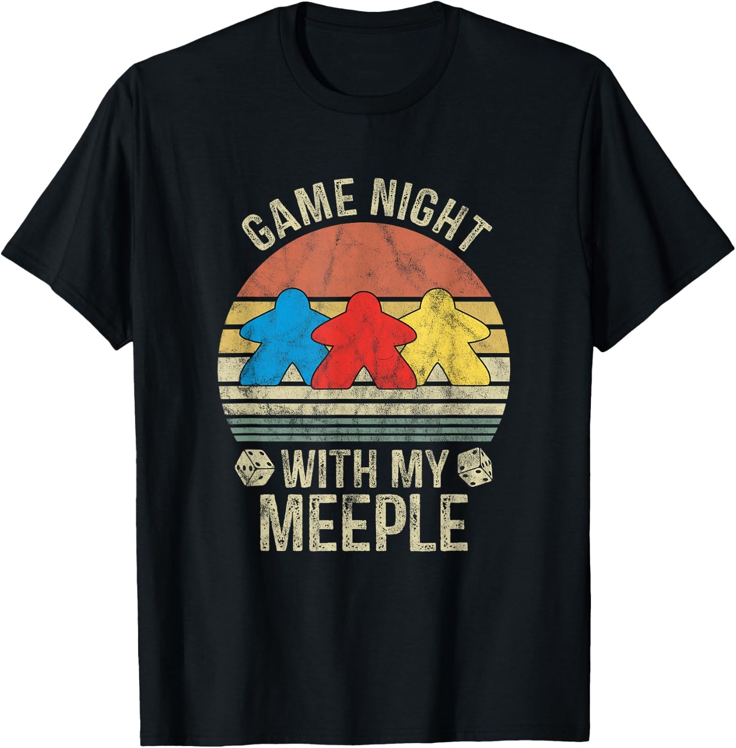 Game Night With My Meeple Board Games Tabletop Boardgamers T-Shirt - T-Shirt | Black
