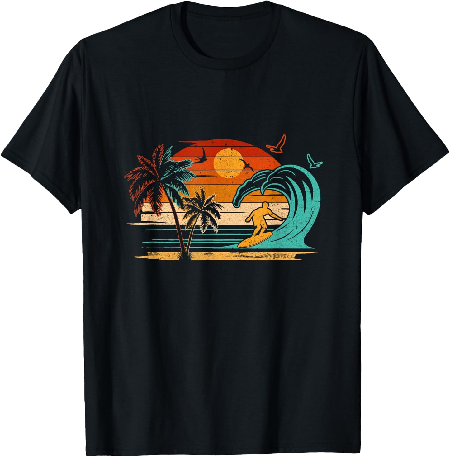 Vintage Surfer Retro Surfing Beach Surf T-Shirt - T-Shirt | Black